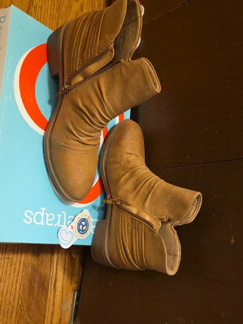 BareTraps Women's Cognac Tan Ruched Ankle Booties